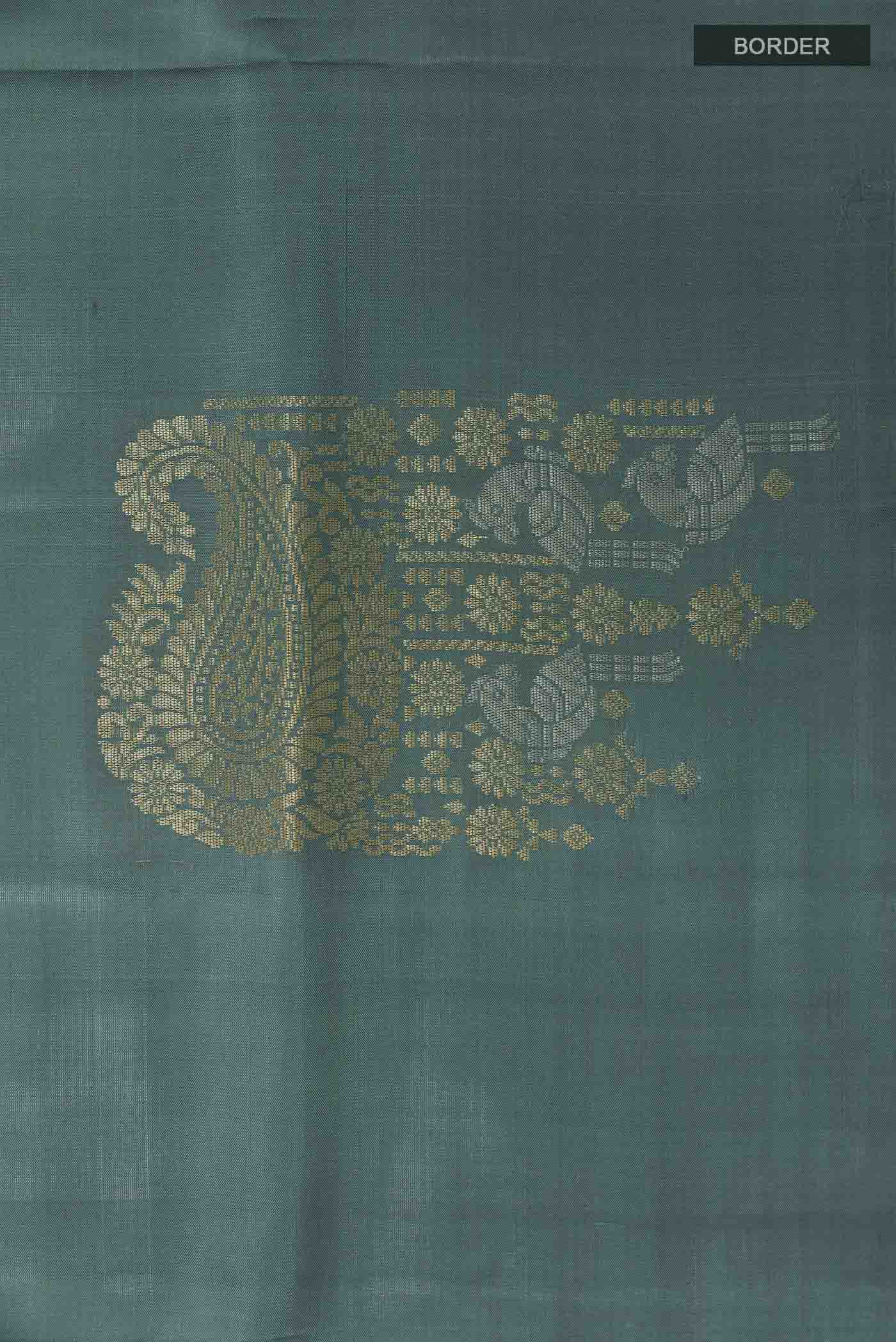 Blue Grey Soft Silk Saree - Image 3