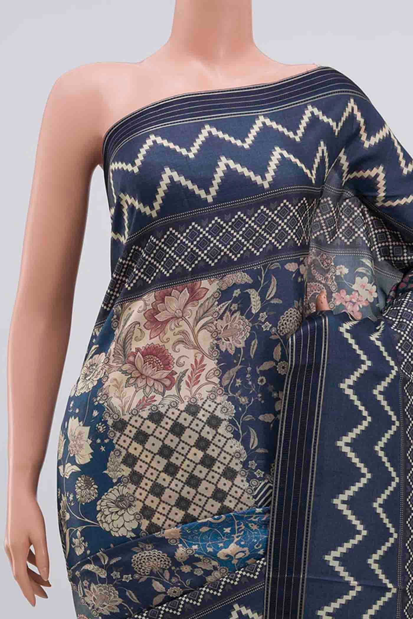 Blue Tussar Silk Saree - Image 2