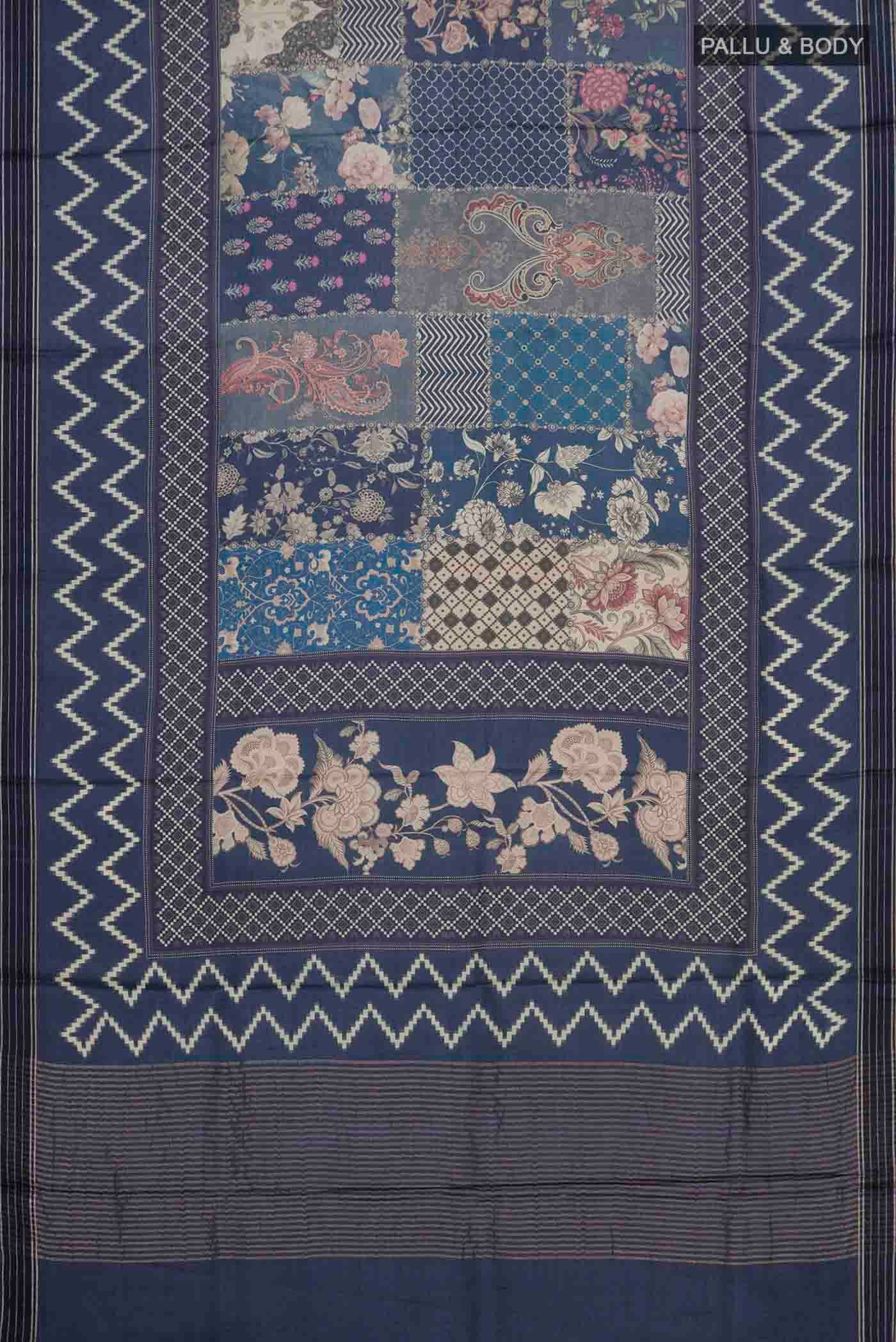 Blue Tussar Silk Saree - Image 4
