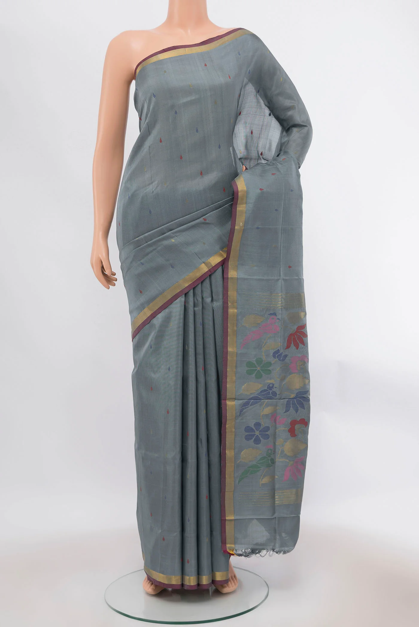 Blue Grey Uppada Silk Saree