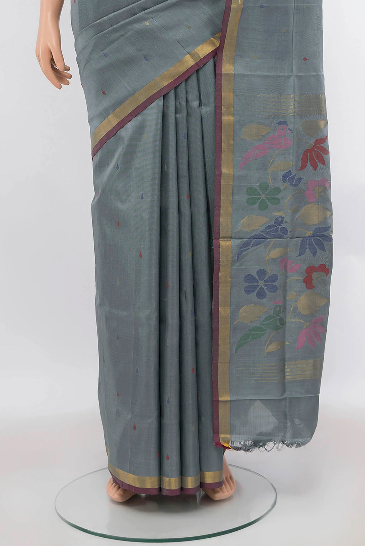 Blue Grey Uppada Silk Saree - Image 3