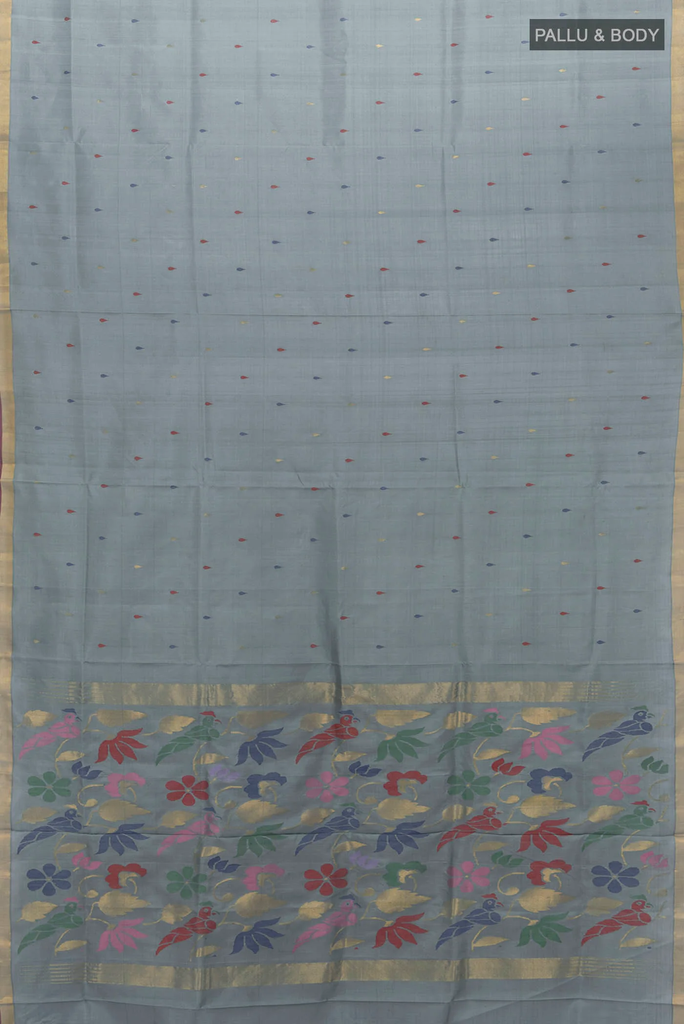 Blue Grey Uppada Silk Saree - Image 5