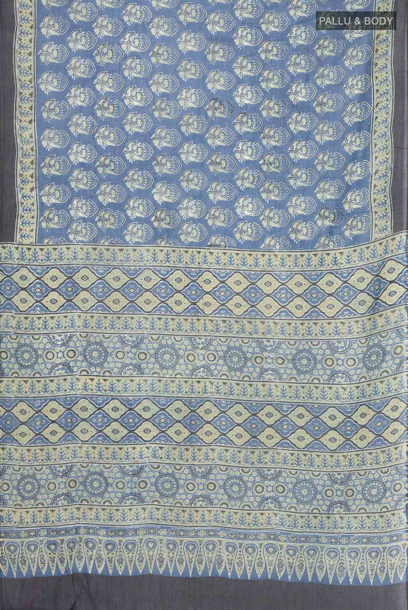 Blue Kalamkari Cotton Saree - Image 2