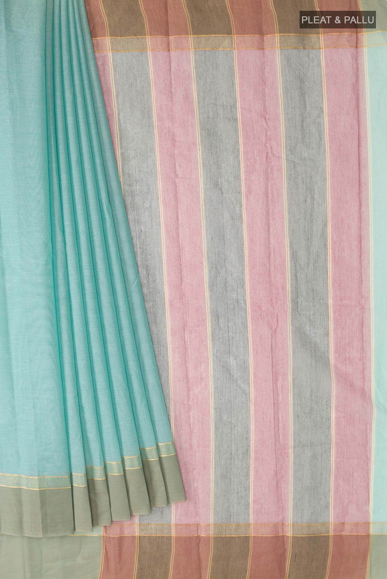 Blue Kanchi Cotton Saree - Image 2