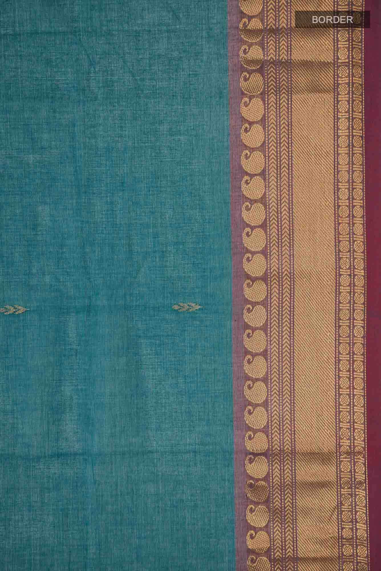 Blue Kanchi Cotton Saree - Image 5