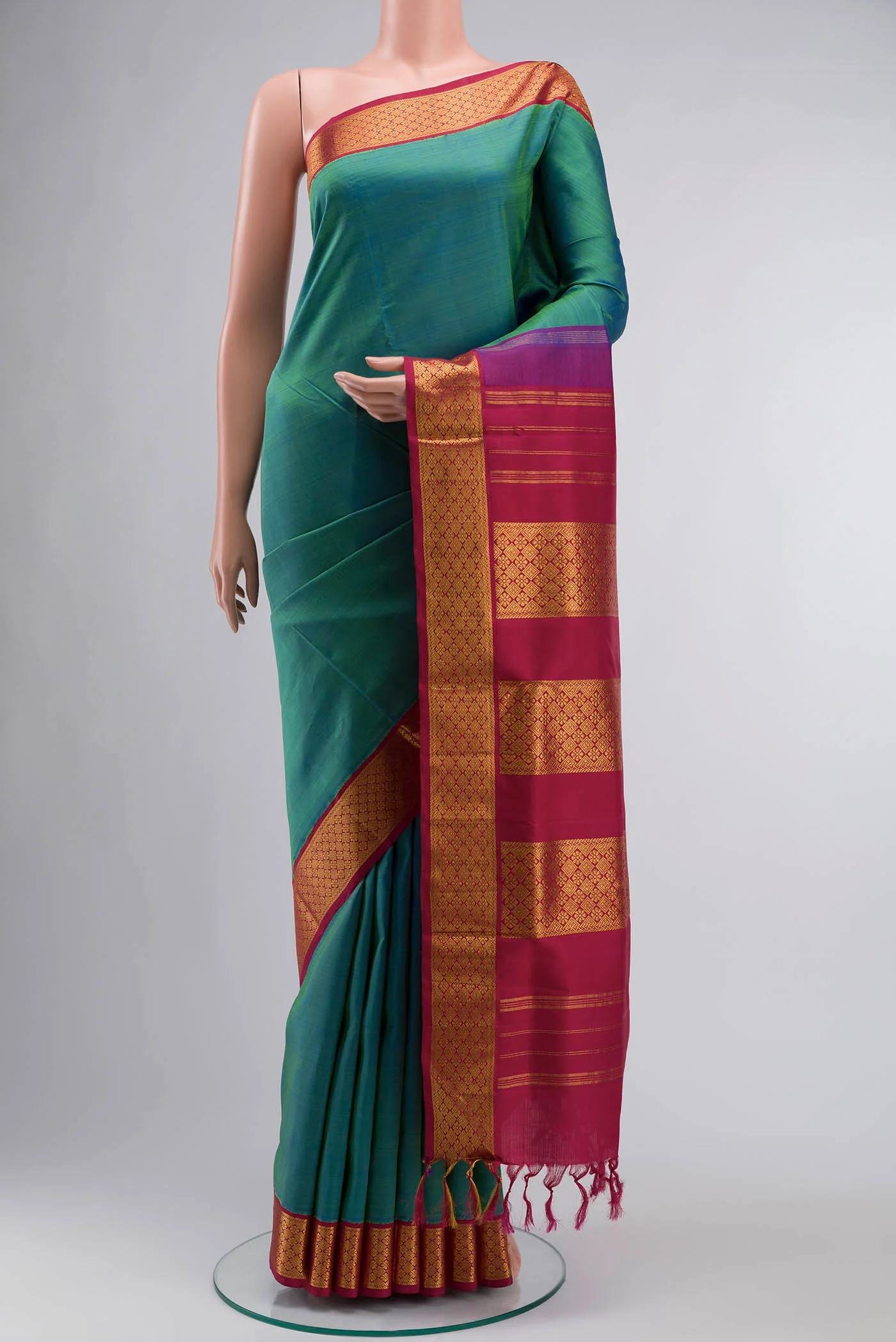 Blue Kanchipuram Silk Nine Yards Saree
