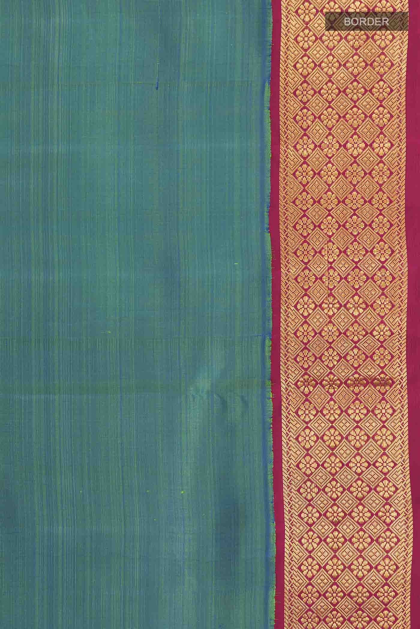 Blue Kanchipuram Silk Nine Yards Saree - Image 3
