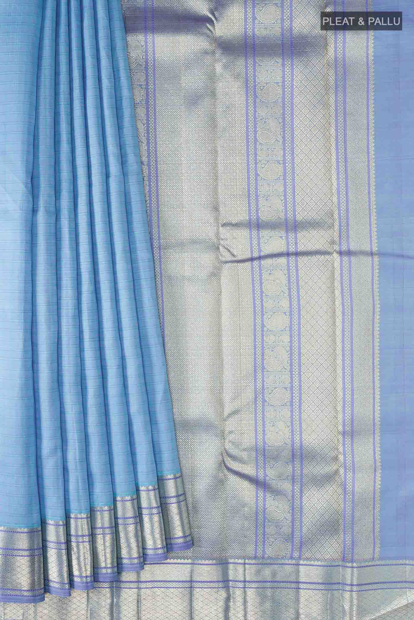 Blue Kanchipuram Silk Saree - Image 4