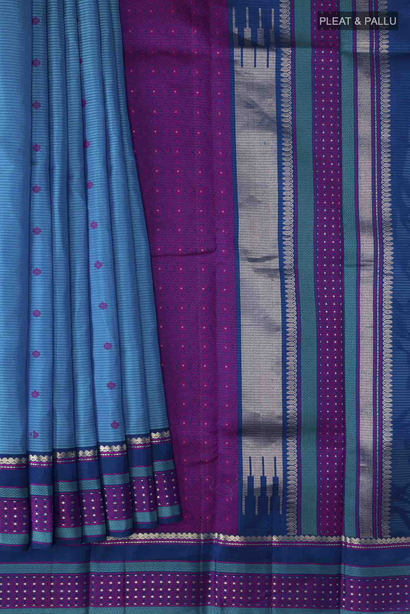 Blue Kanchipuram Silk Saree - Image 4