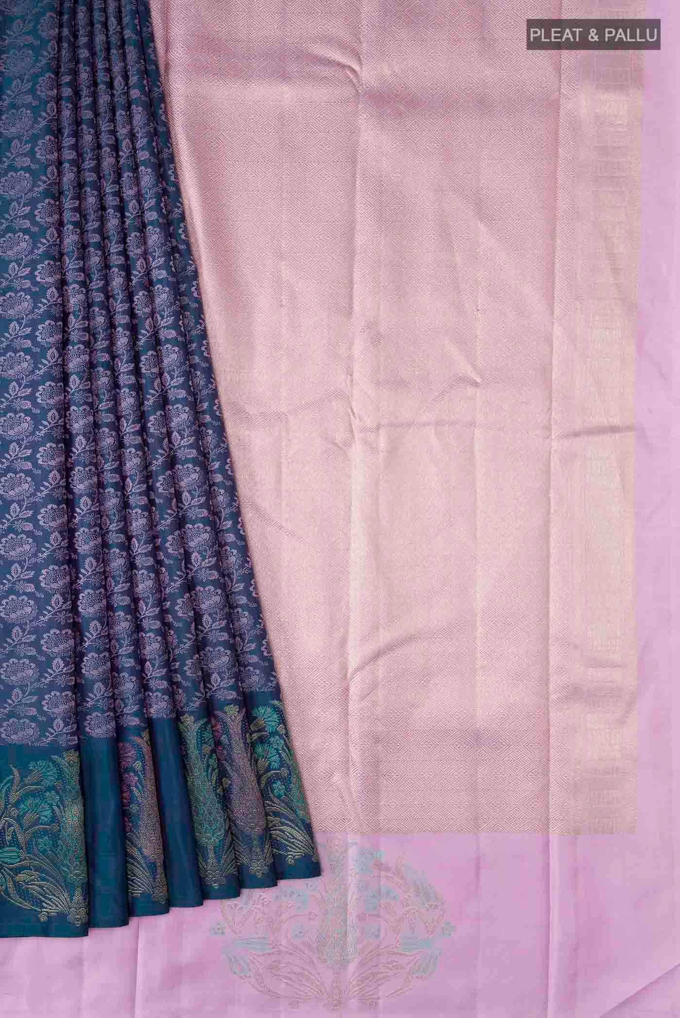 Blue Kanchipuram Silk Saree - Image 4