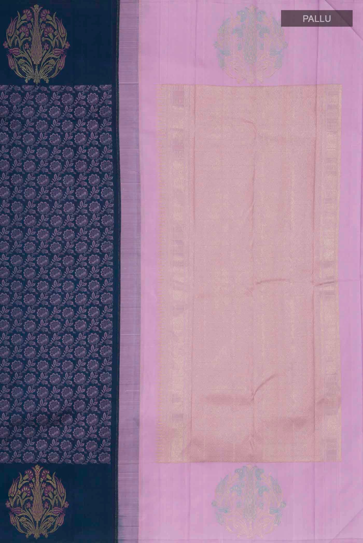 Blue Kanchipuram Silk Saree - Image 7