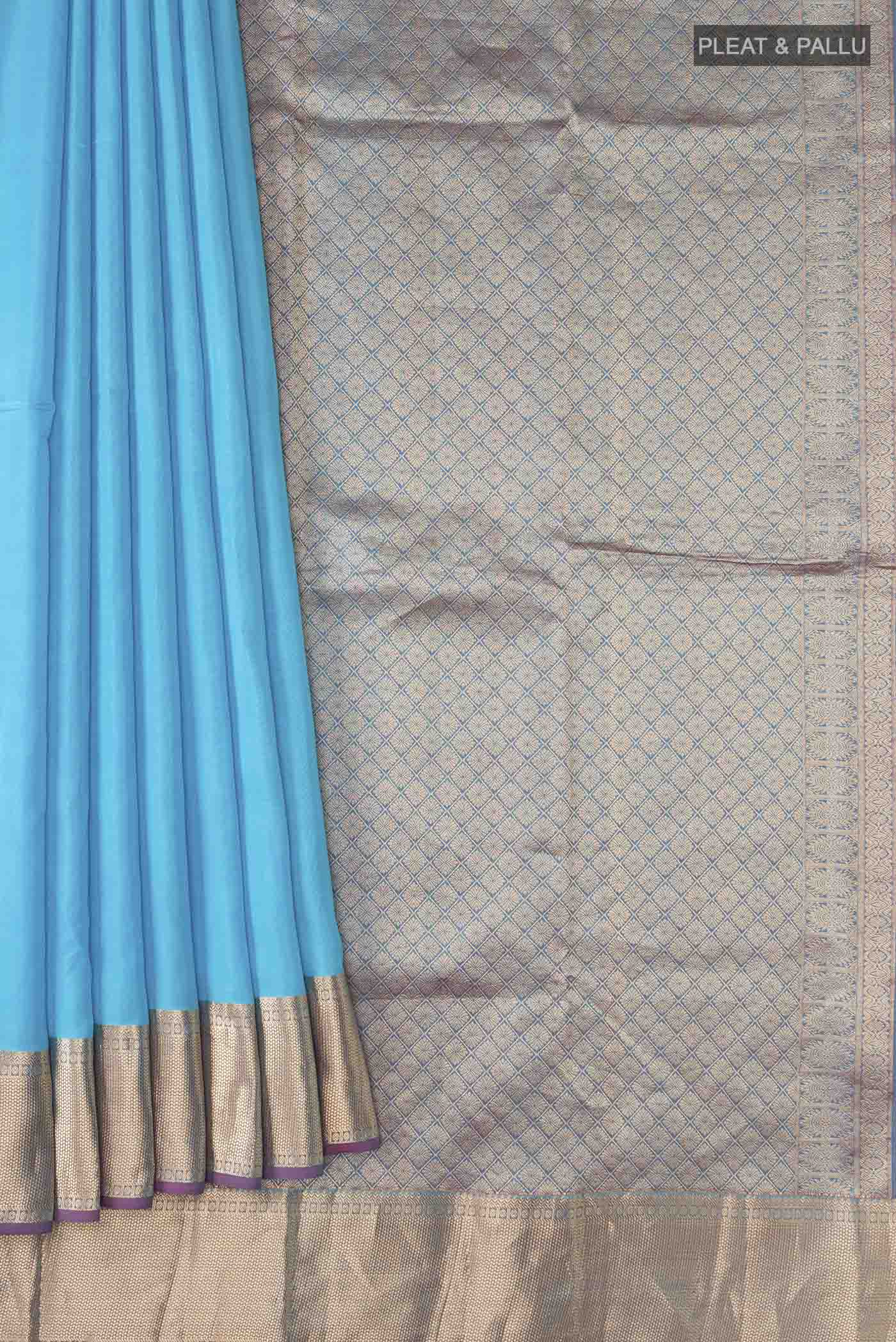 Blue Kanchipuram Silk Saree - Image 4