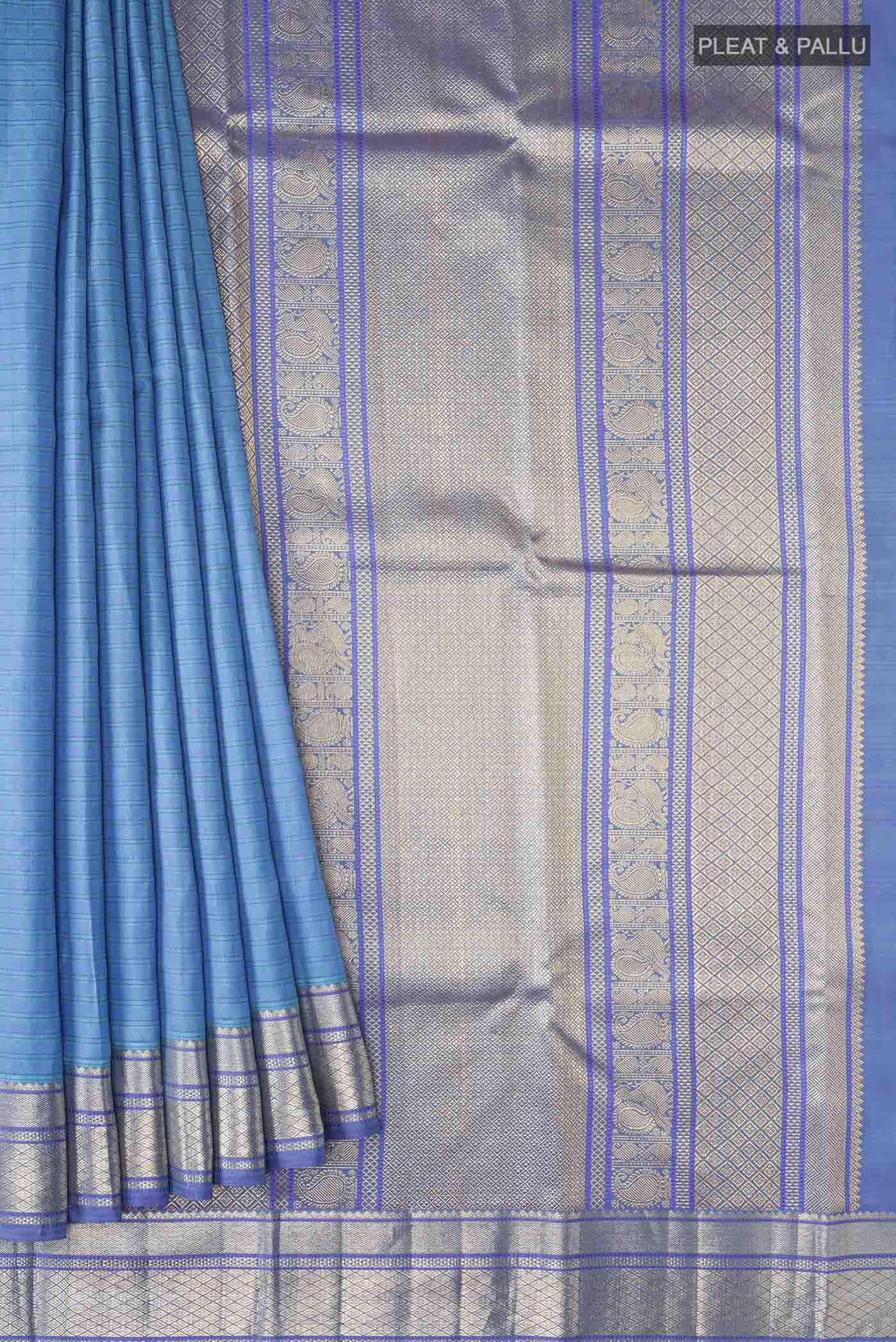 Blue Kanchipuram Silk Saree - Image 4