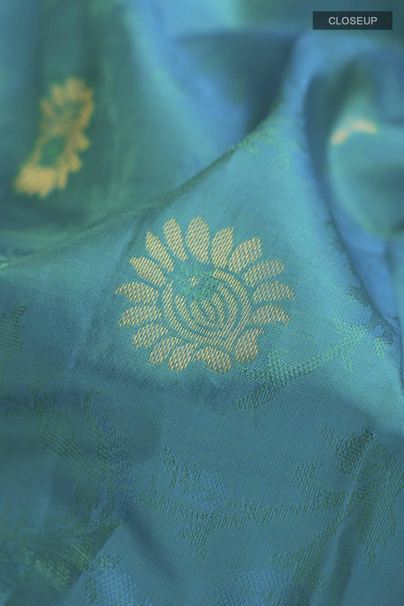 Blue Kanchipuram Silk Saree - Image 2