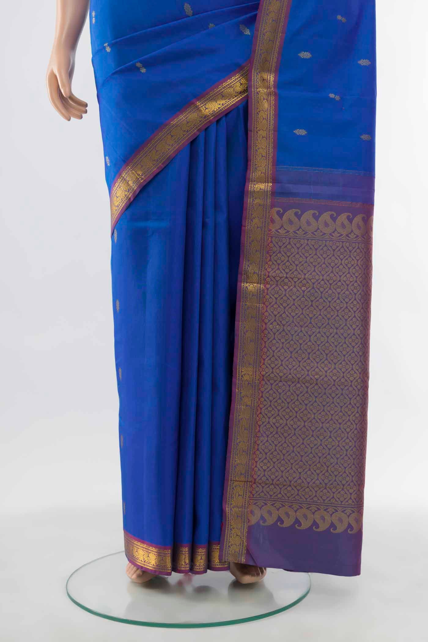 Blue Kanchipuram Silk Saree - Image 3