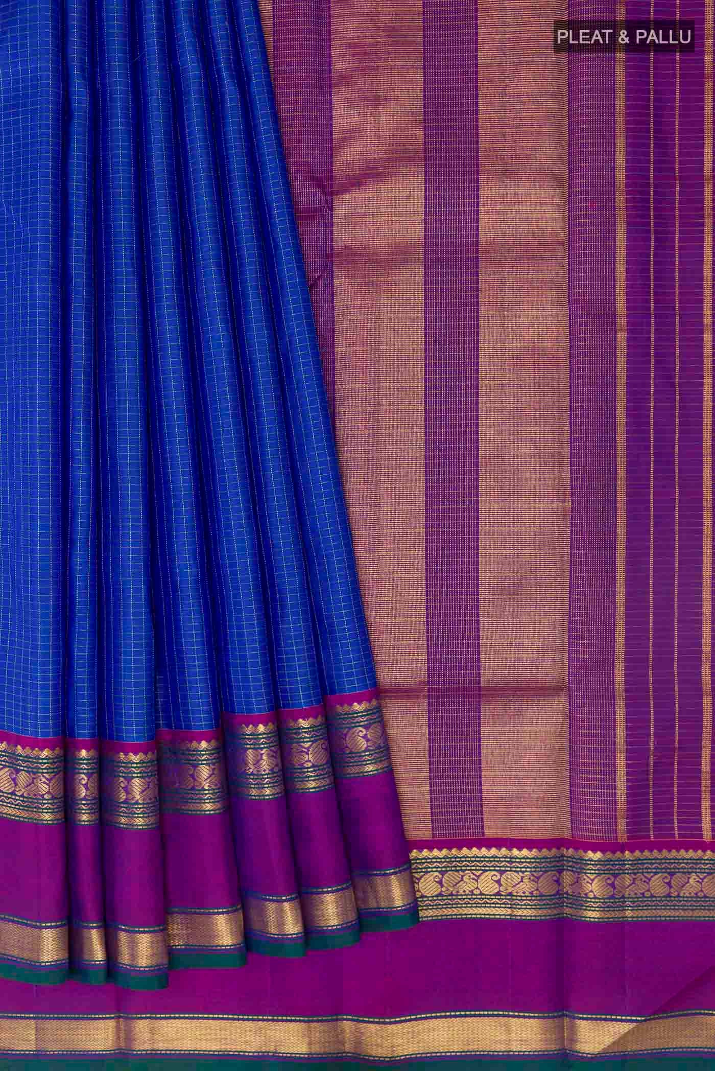Blue Kanchipuram Silk Saree - Image 4
