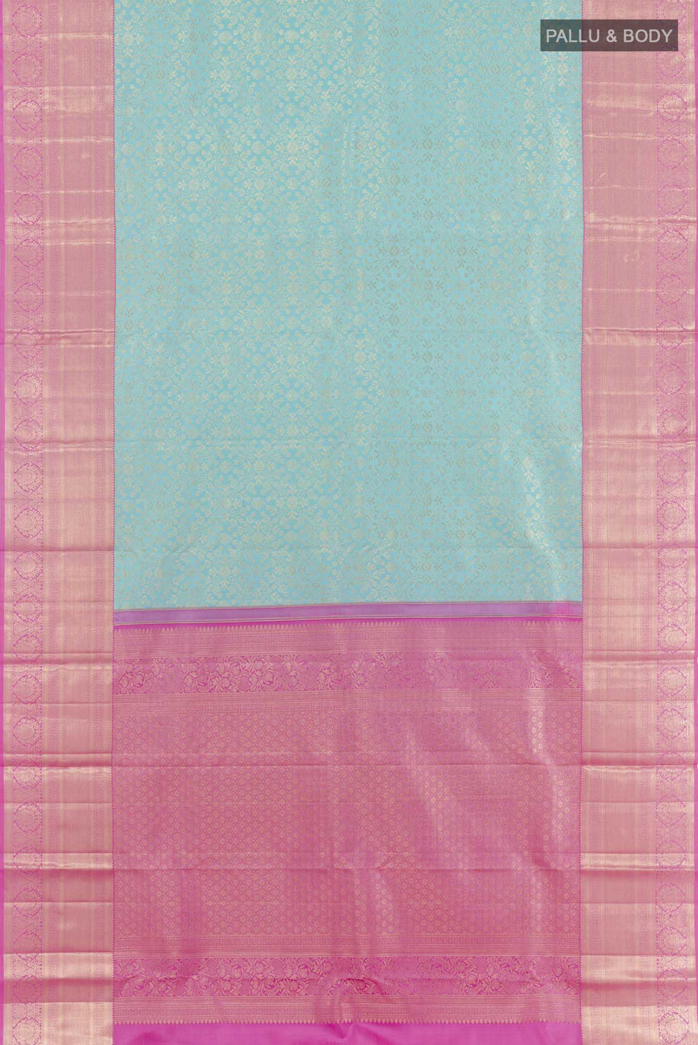 Light Blue Kanchipuram Silk Saree - Image 5