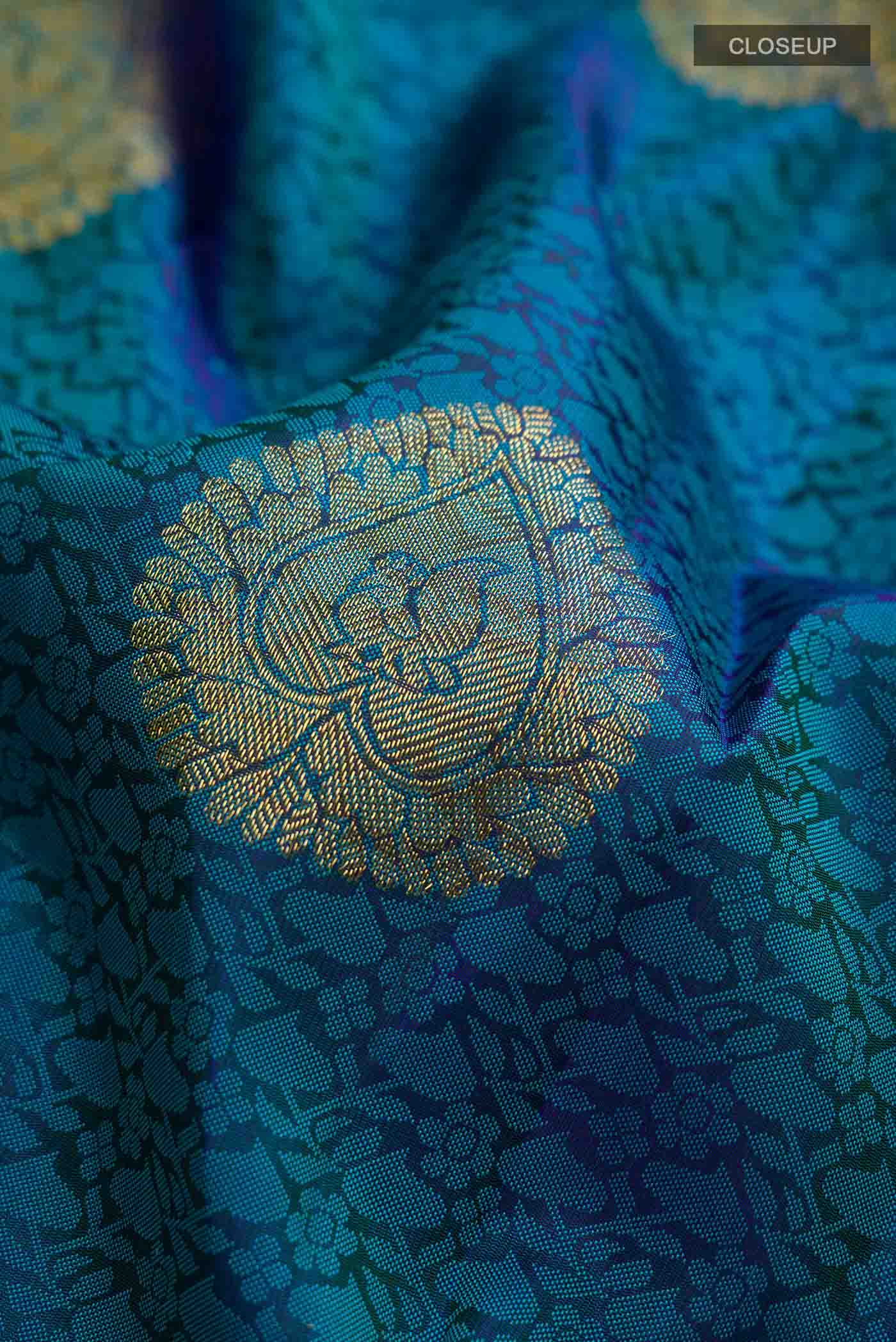Blue Kanchipuram Silk Saree - Image 2