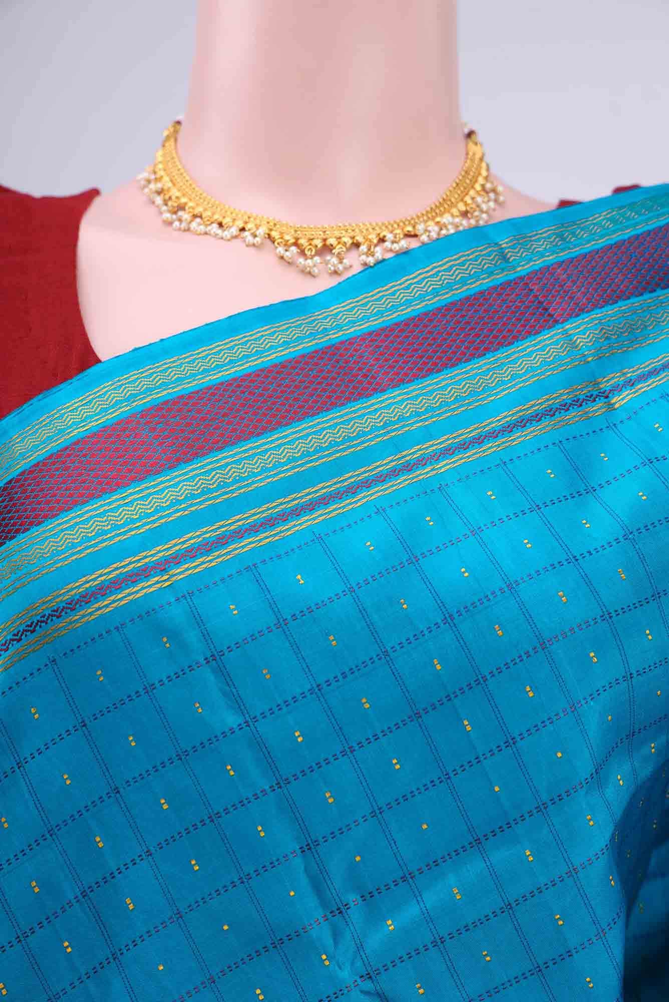 Blue Kanjivaram Silk Saree - Image 3