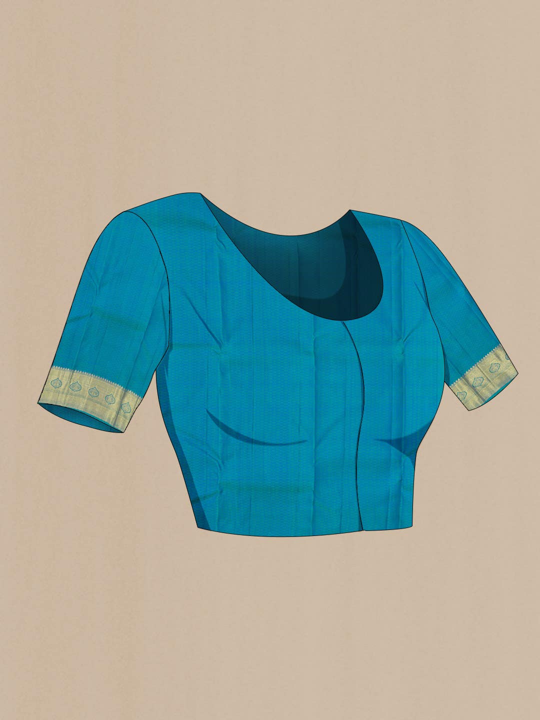 Pure Silk Pure Zari Blue Kanjivaram Saree - Image 7