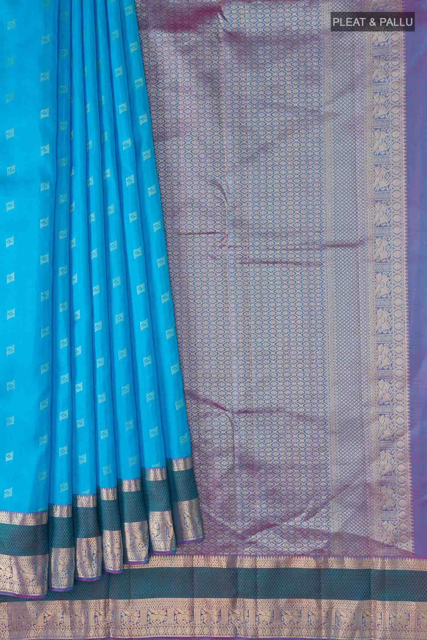 Blue Kanchipuram Silk Saree - Image 2