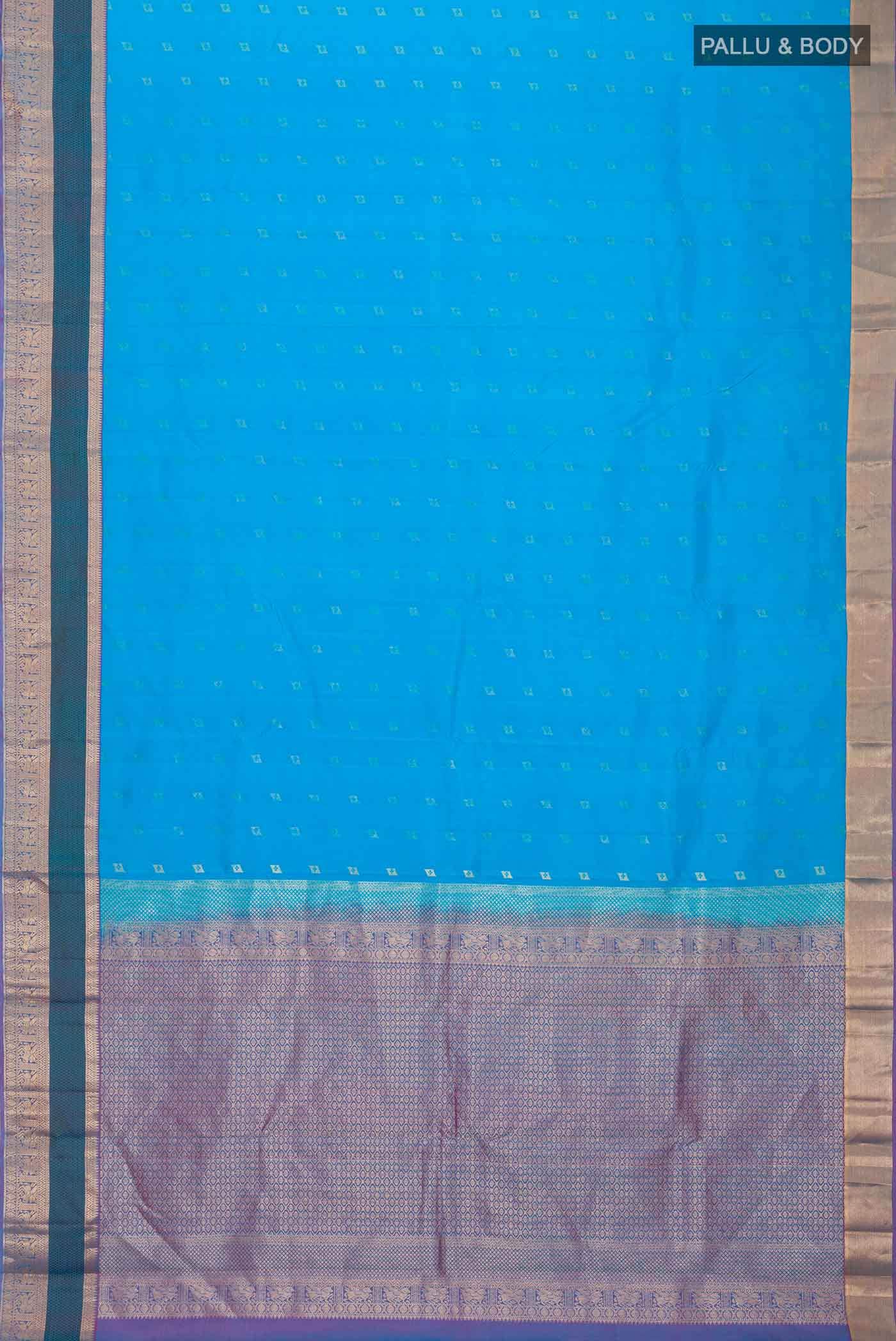 Blue Kanchipuram Silk Saree - Image 4