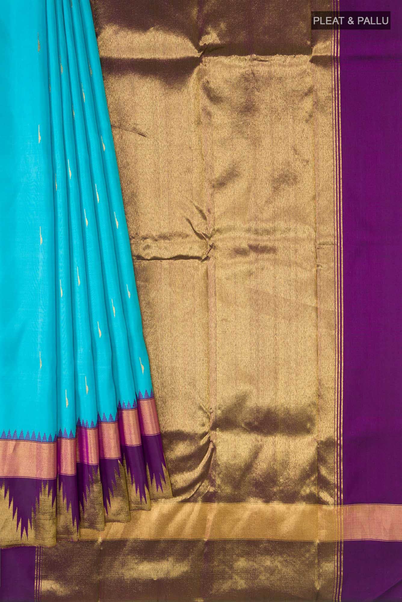 Blue Kanchipuram Silk Saree - Image 2