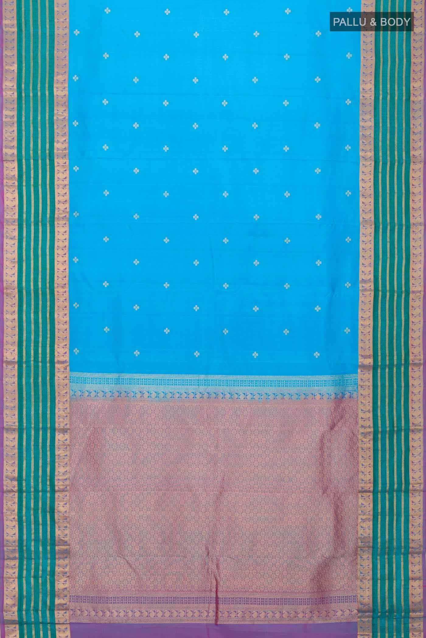 Blue Kanchipuram Silk Saree - Image 4