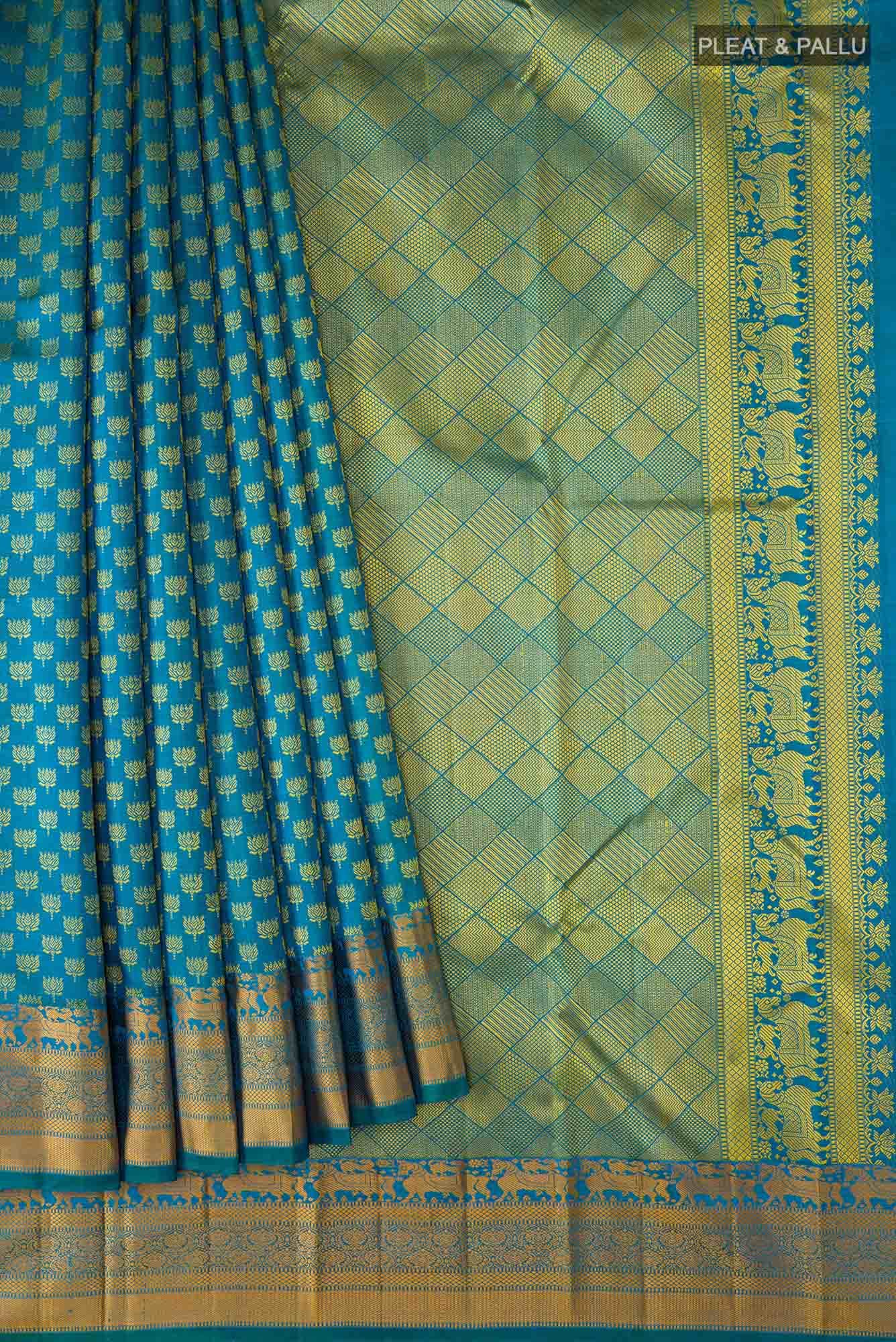 Blue Kanjivaram Silk Saree - Image 2