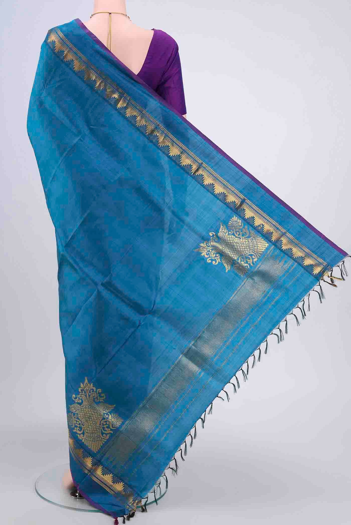 Blue Kanjivaram Saree - Image 3