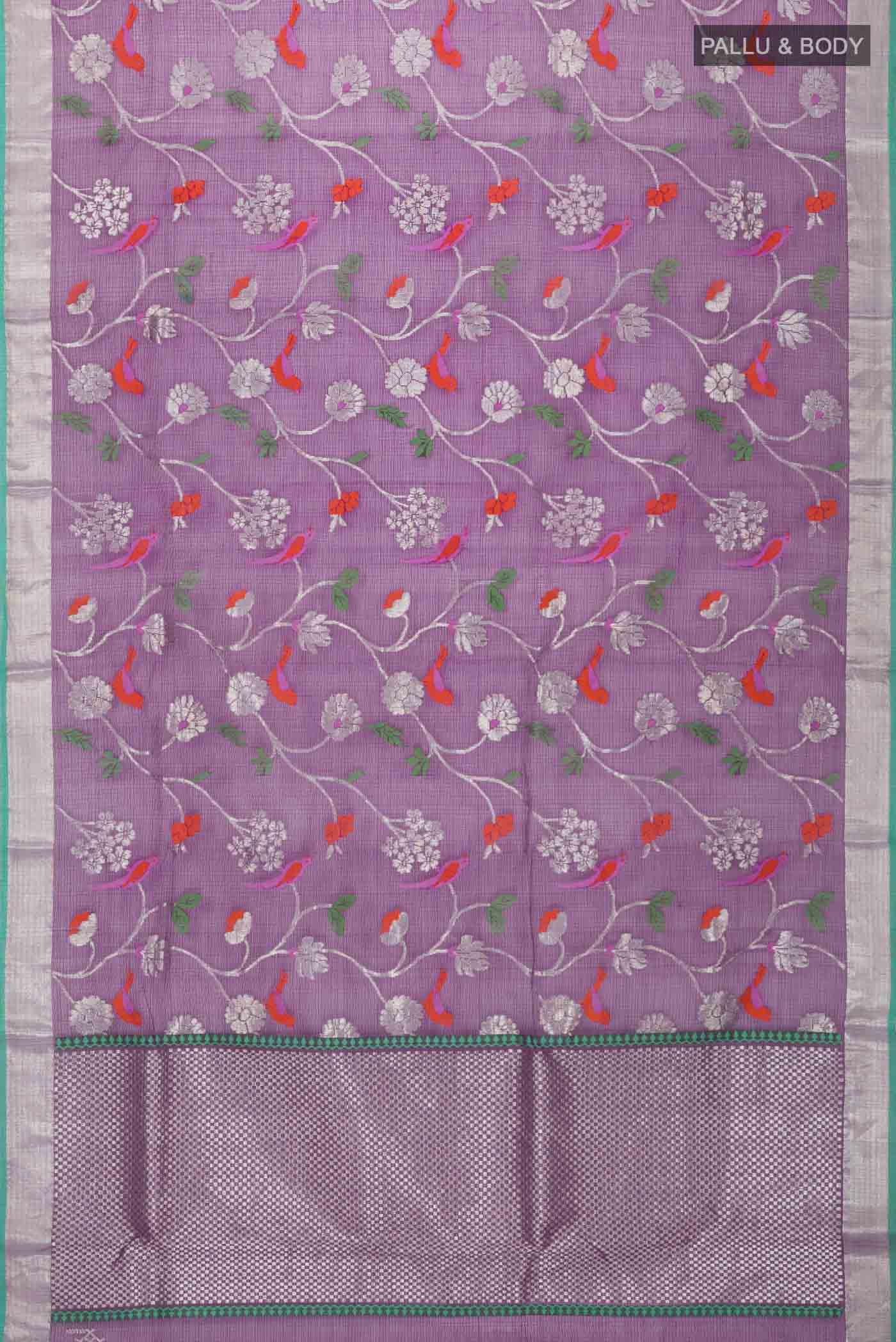 Pure Silk Pure Zari Violet Kota Saree - Image 6
