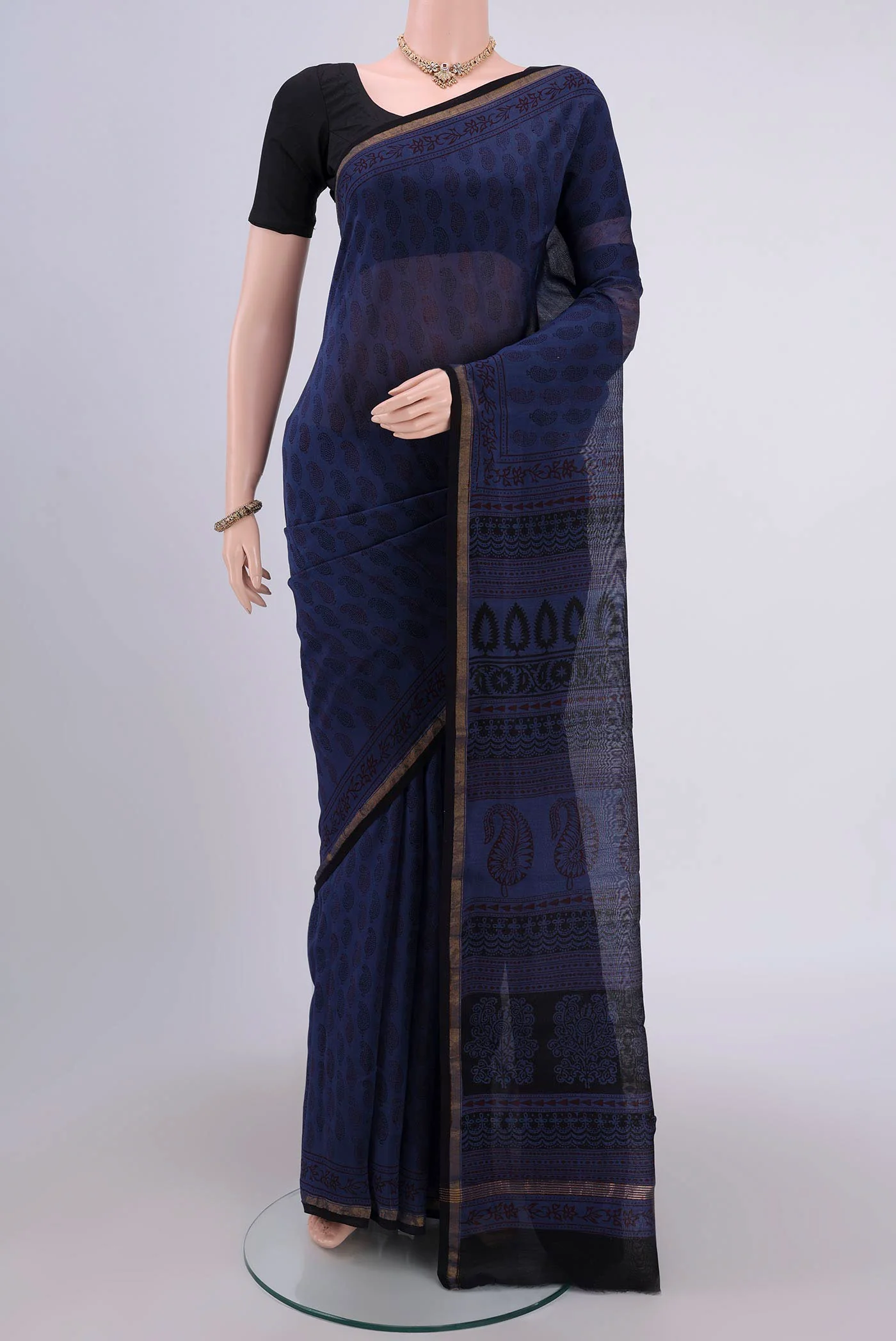 Blue Chanderi Silk Cotton Saree