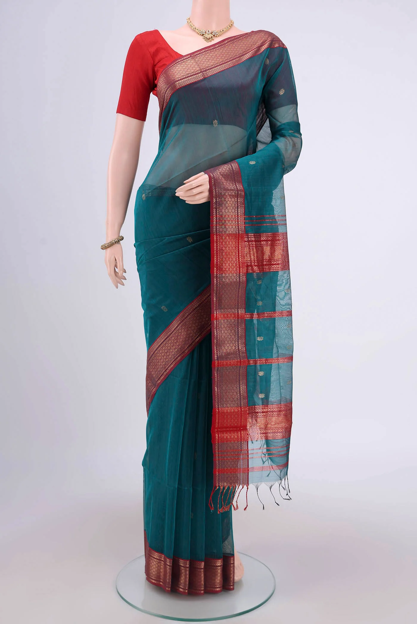 Blue Maheshwari Silk Cotton Saree