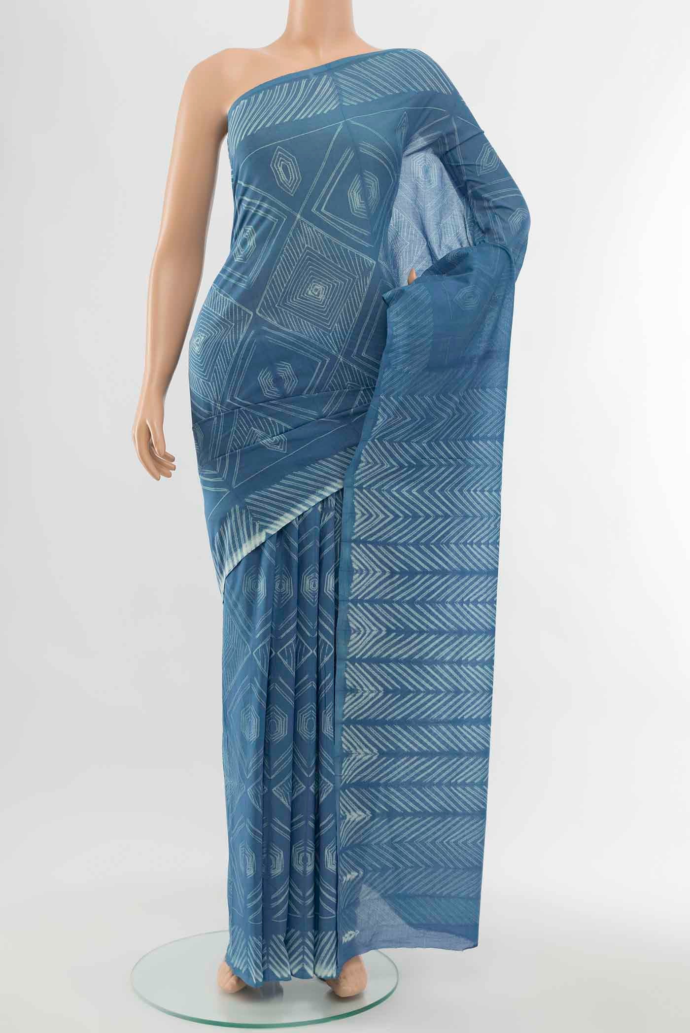 Blue Maheshwari Silk Cotton Saree