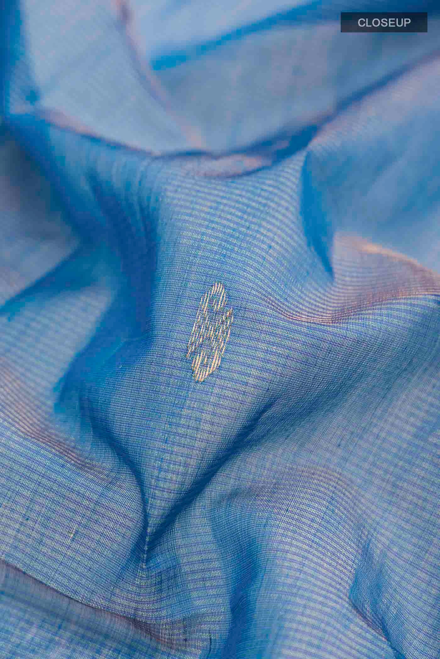 Blue Maheshwari Silk Saree - Image 2