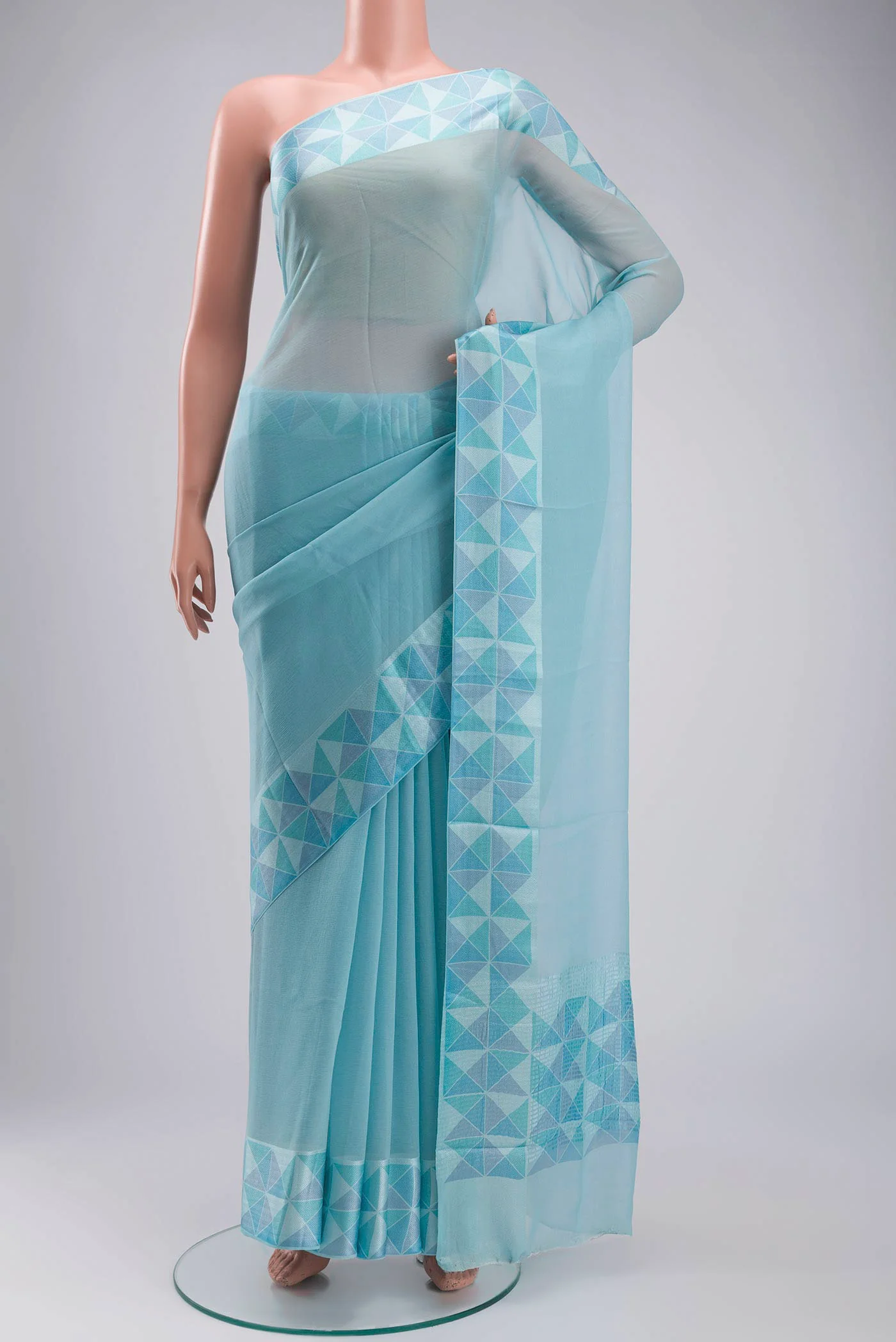 Blue Mysore Chiffon Saree