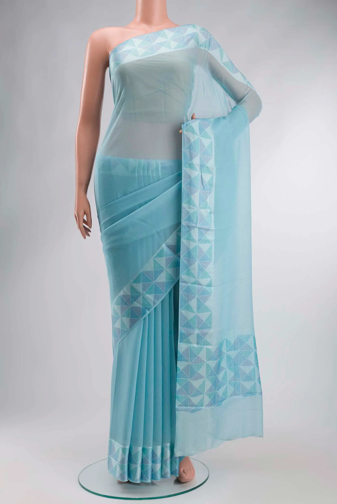 Blue Mysore Chiffon Saree