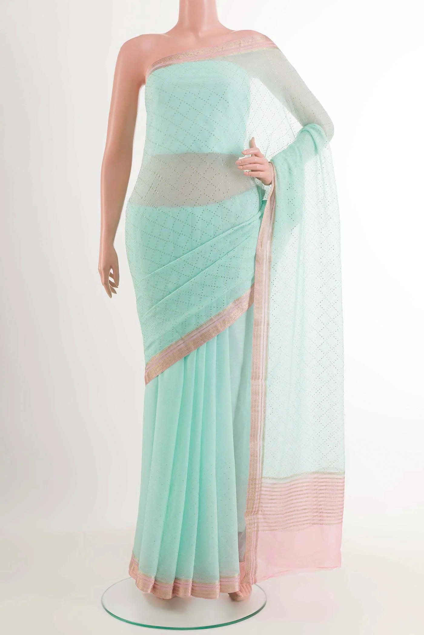 Blue Mysore Chiffon Saree