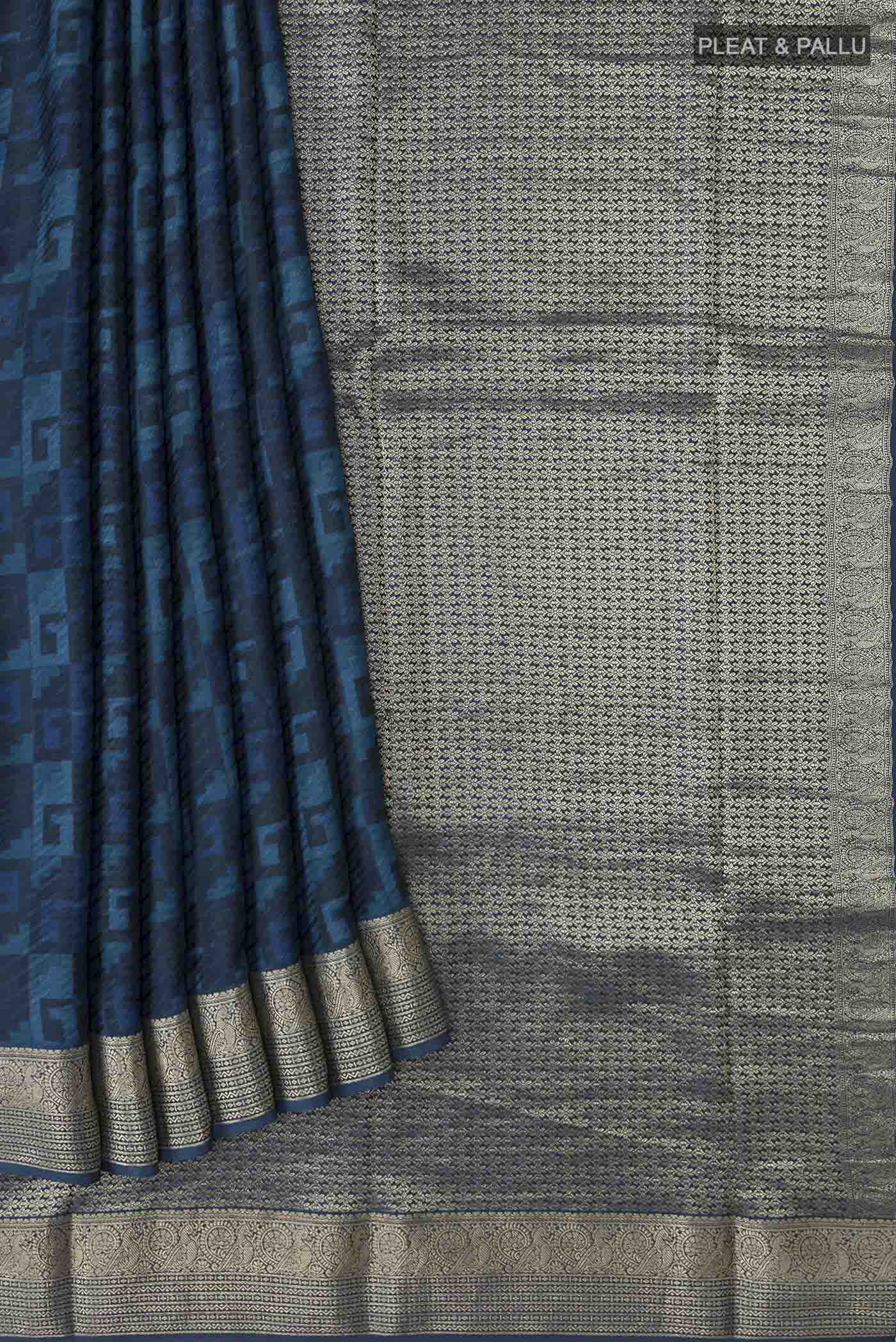 Blue Mysore Crepe Saree - Image 4