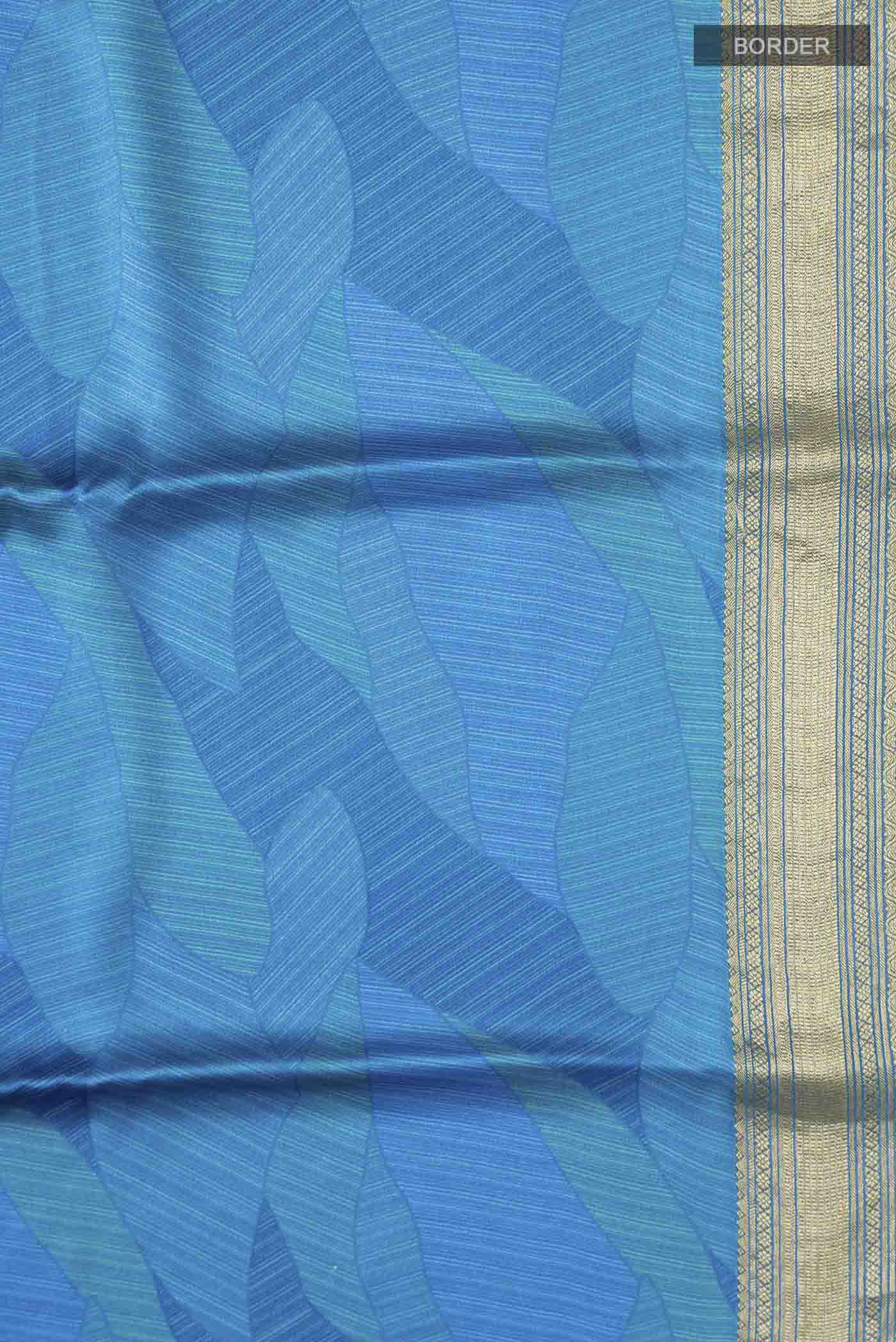 Blue Mysore Crepe Saree - Image 3