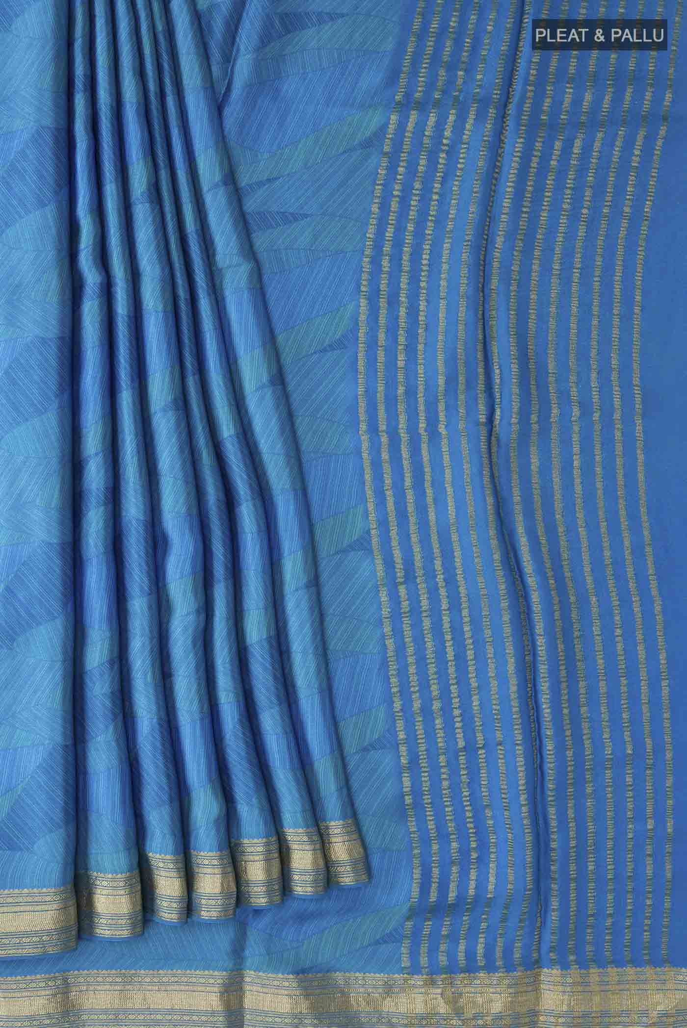 Blue Mysore Crepe Saree - Image 4