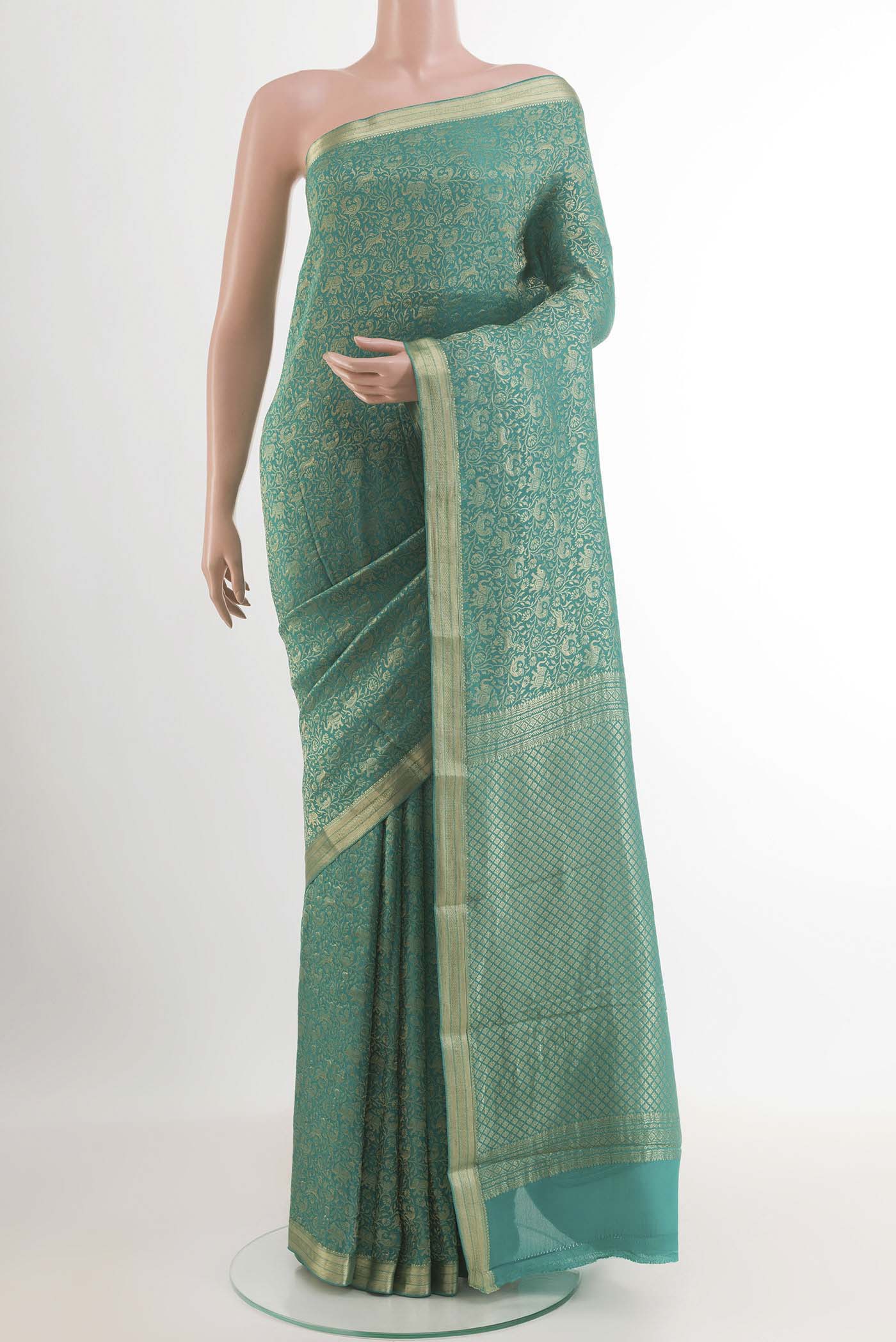 Blue Mysore Crepe Saree