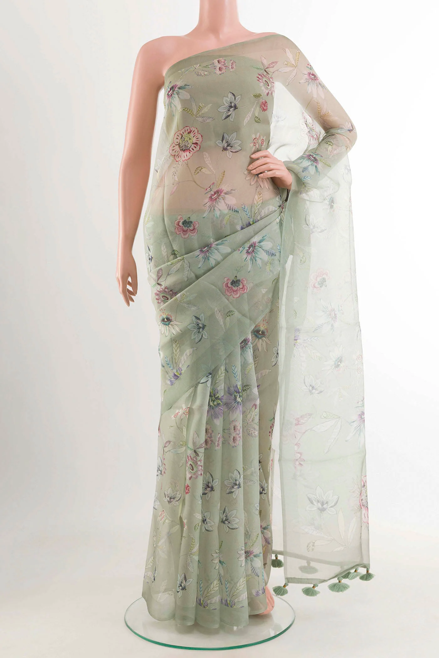 Blue Organza Silk Saree