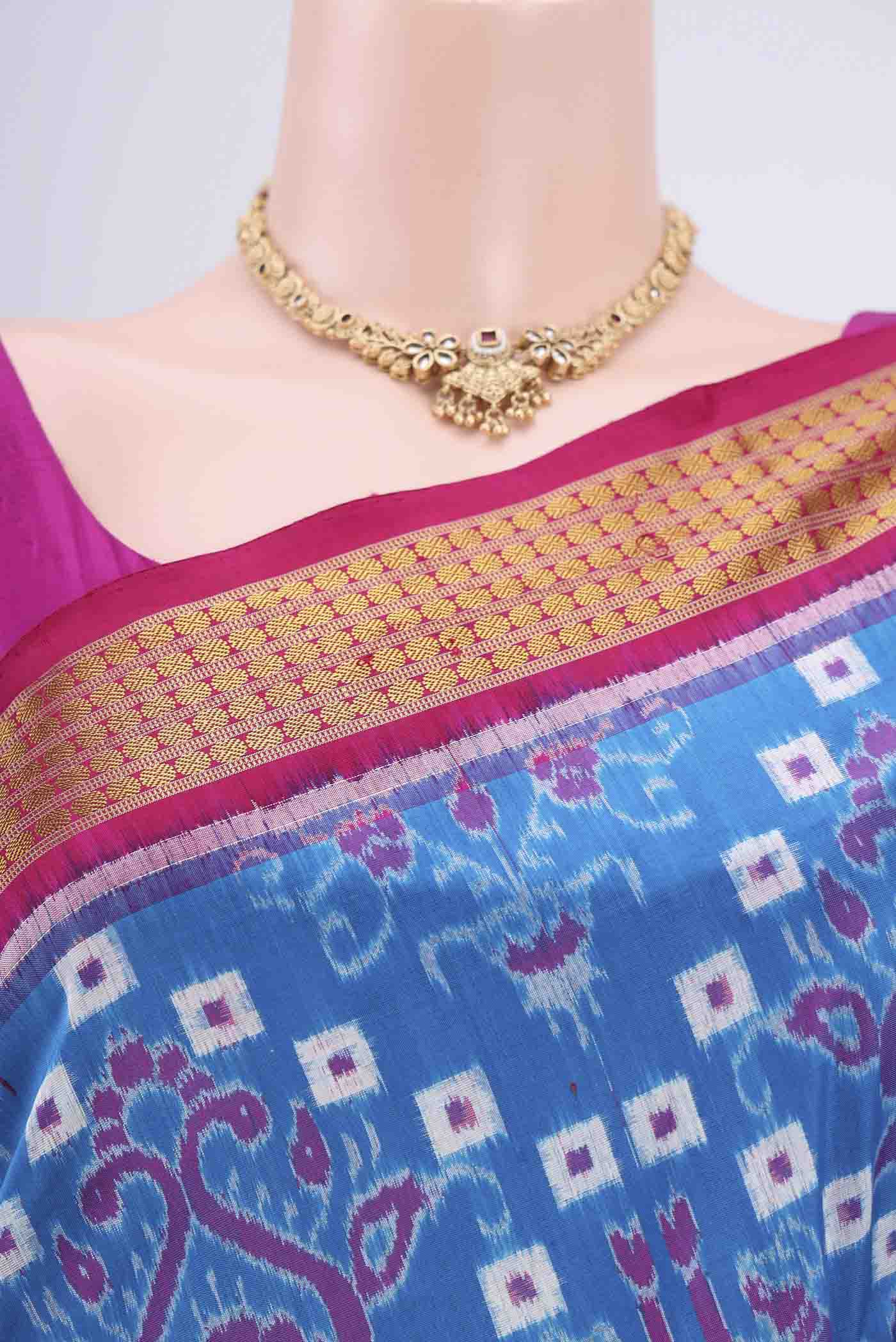 Royal Blue Orissa Silk Saree - Image 2