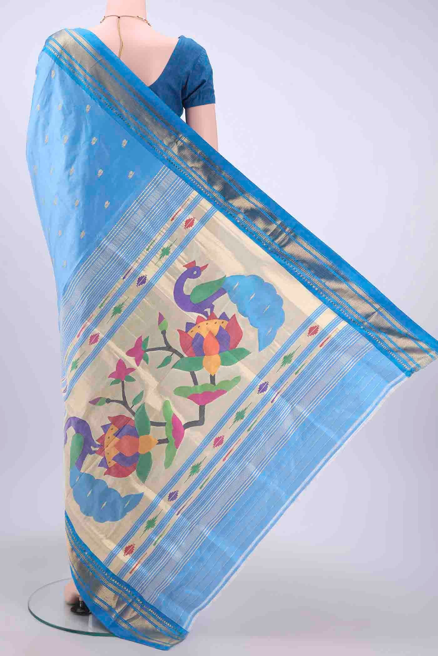 Blue Paithani Silk Saree - Image 3