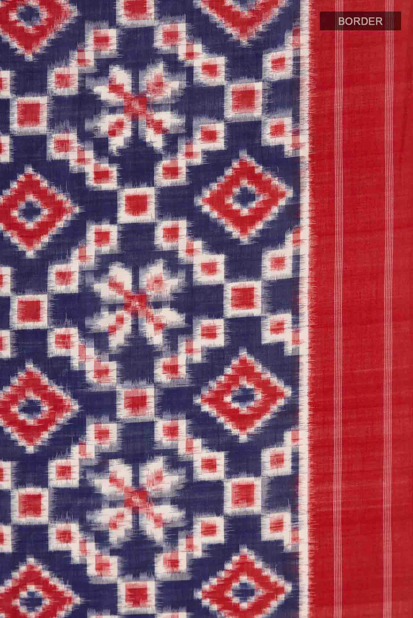 Blue Pochampally Cotton Saree - Image 4