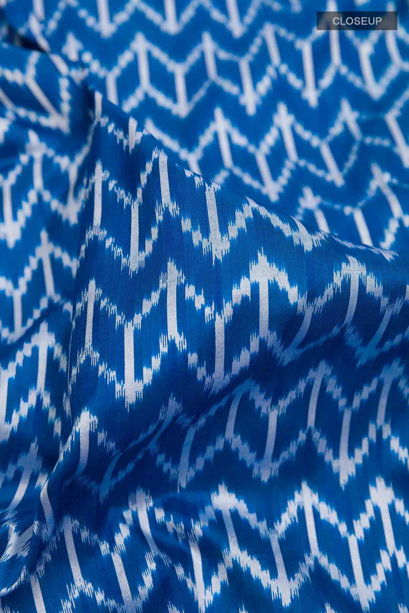 Blue Pochampally Silk Saree - Image 2