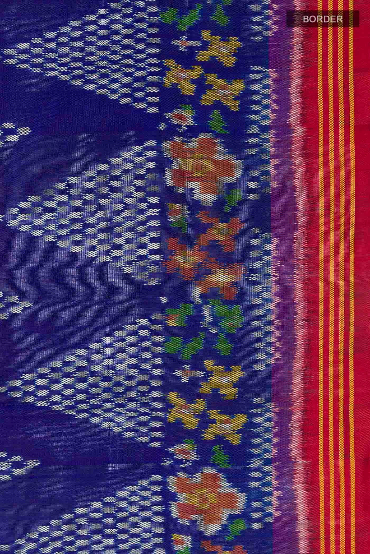 Blue Rajkot Patola Silk Saree - Image 3