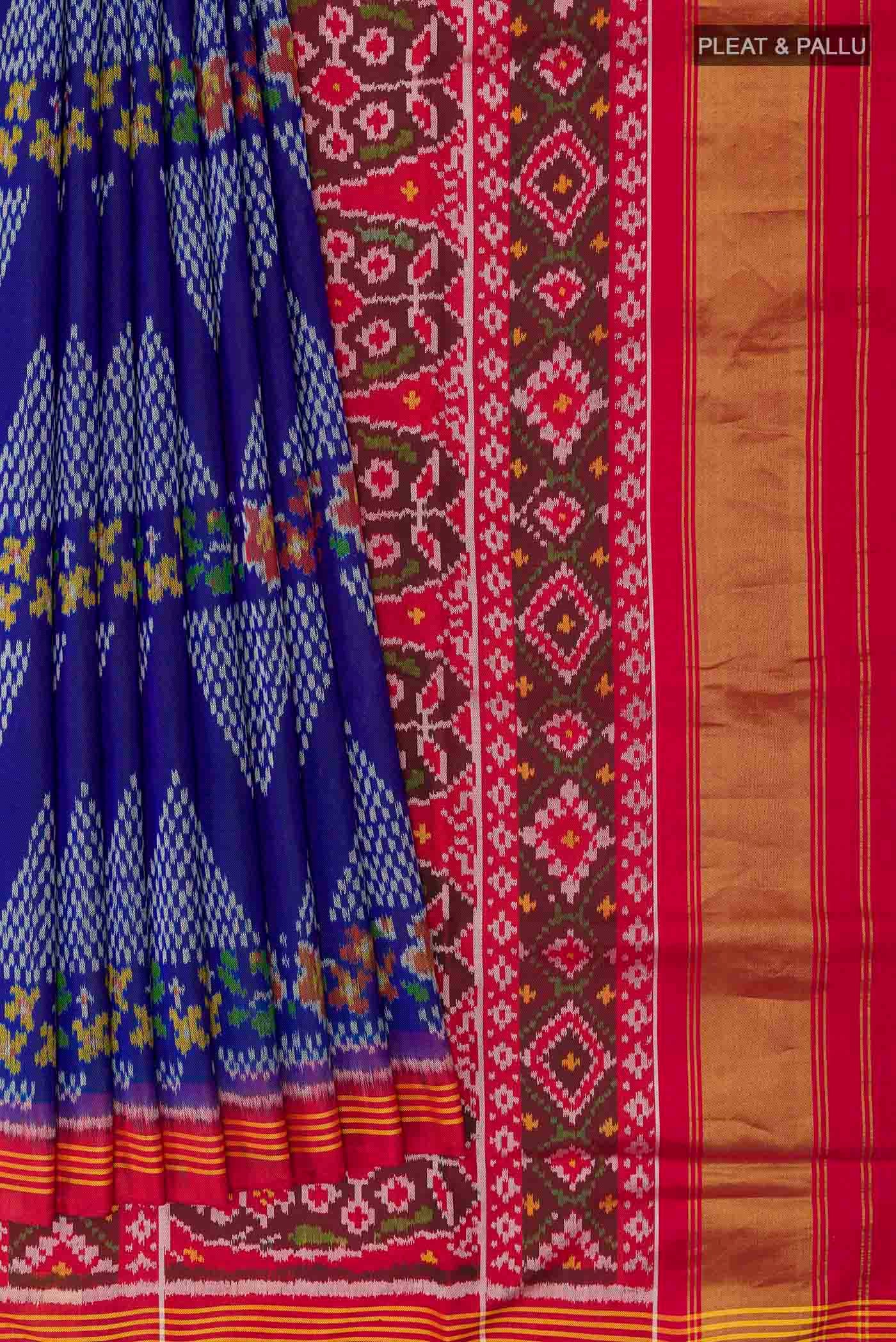Blue Rajkot Patola Silk Saree - Image 4