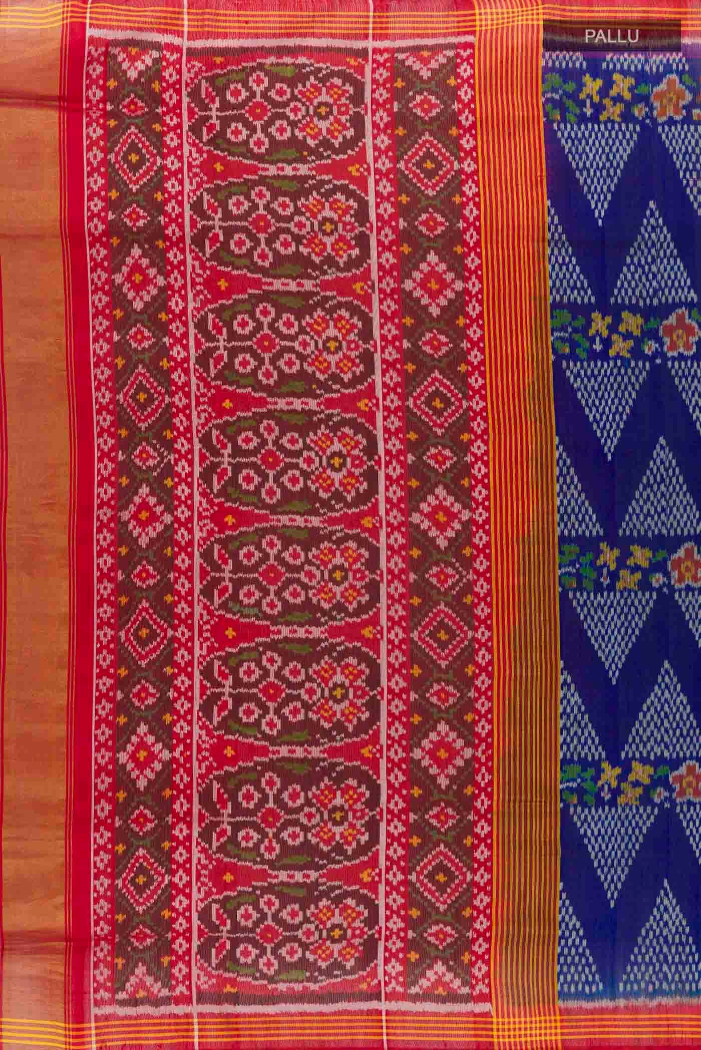 Blue Rajkot Patola Silk Saree - Image 7